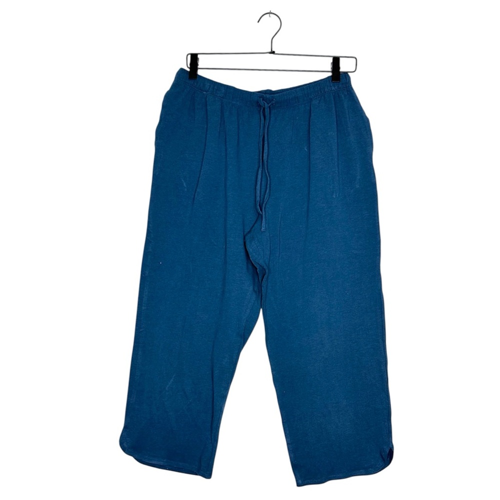 On Gossamer Blue Drawstring Crop Capri Pajama Lounge Pants Size Large Casual